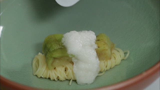 Buckwheat Soba with Grilled Eggplant and Natto Preparation