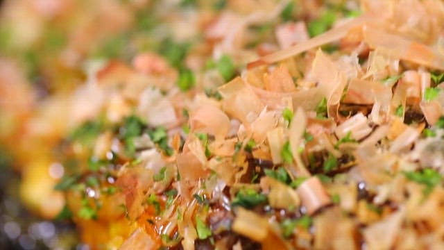 Food Sprinkled with Plenty of Katsuobushi