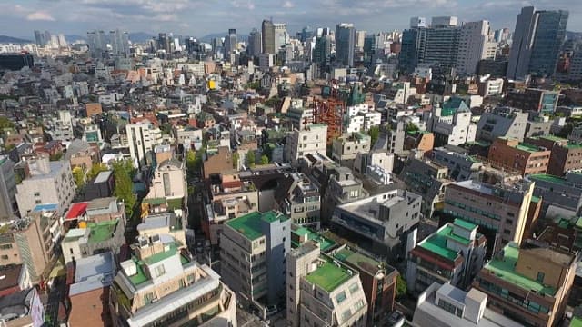 Overhead View of a Dense Urban Cityscape