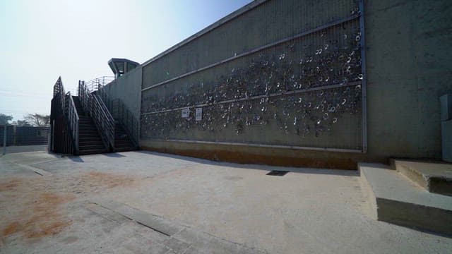 Wall with Handcuffs on Display
