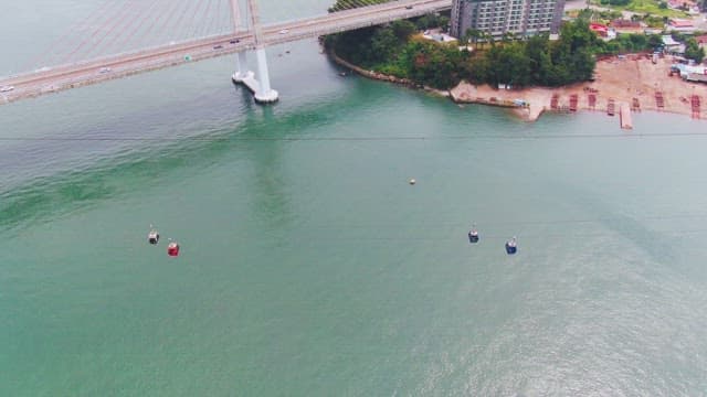 Cable car crossing the water