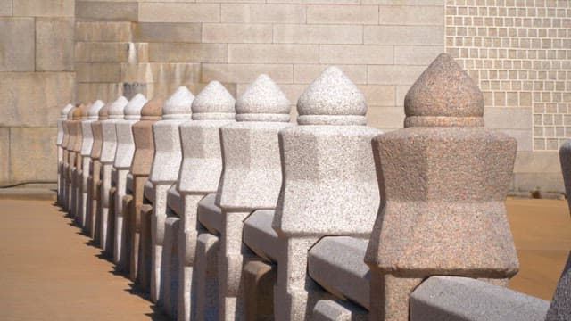 Stone railing outside on a peaceful afternoon