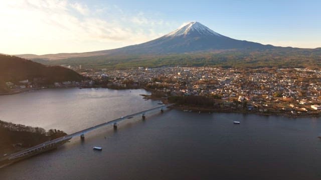 Cityscape with a Mount Fuji in the background