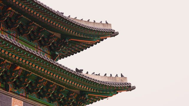Gyeongbokgung Palace's splendid Dancheong and elaborate sculptures on the roof
