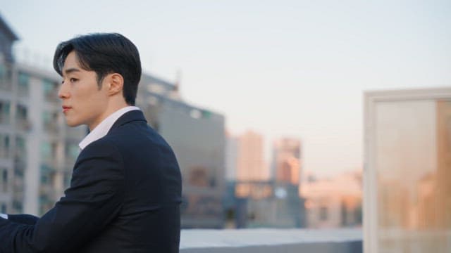 Man in a suit on a rooftop
