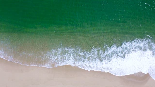 Green Waves Crashing on Sandy Beach