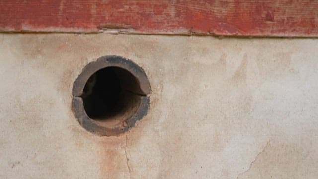 Curious Cat Peeking from a Hole in the Wall