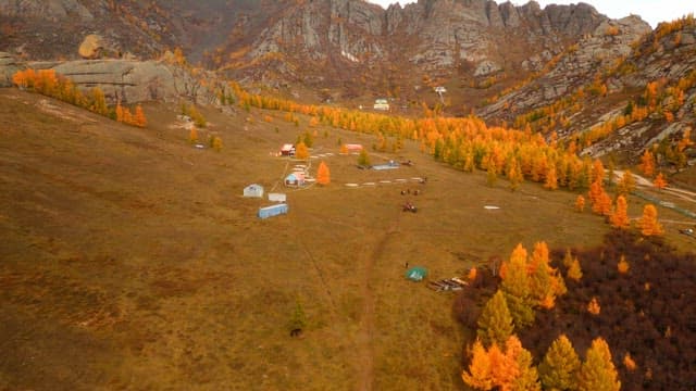 Autumn landscape with mountains and trees
