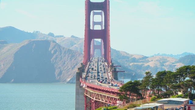 Golden Gate Bridge Crowded with Cars