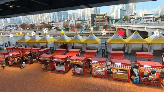 Evening Food Market Under Bridge