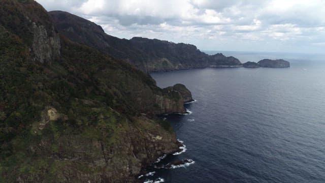 Aerial View of Coastal Cliffs and Sea