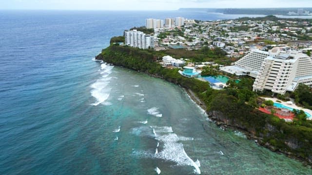 Vacation Spot with Blue Sea and Hotels