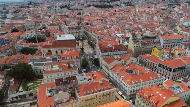 Aerial shot of Lisbon with its impressive orange roofs