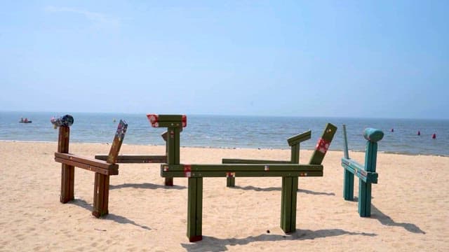 Colorful Sculptures on a Sunny Beach