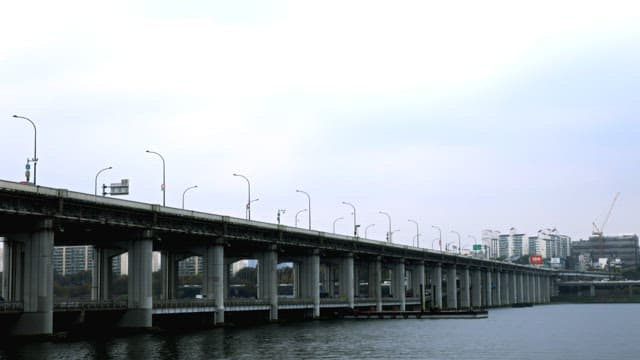 Overcast Day Over Urban Riverside Highway