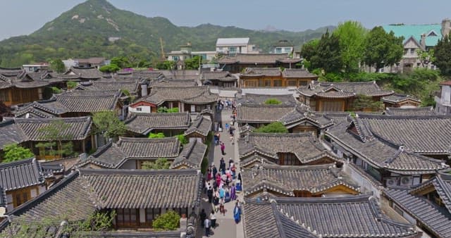 Bukchon Hanok Village with tourists