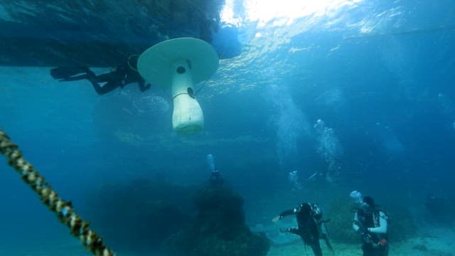 Divers setting up an underwater structure