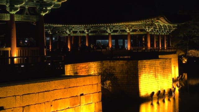 Donggung Palace and Wolji Ponds, historic site of Korea illuminated at night