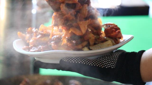 Grilled pork belly on a plate