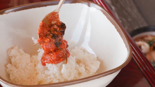 Sweet and sour soybean paste served with rice