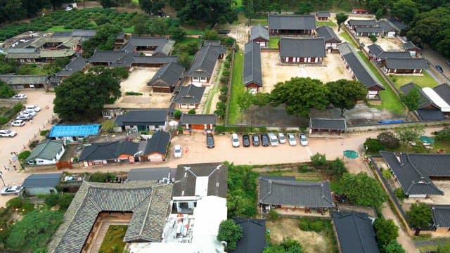Traditional Korean village with hanok houses
