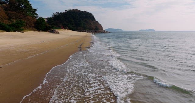 Waves Crashing on Peaceful Sandy Beach