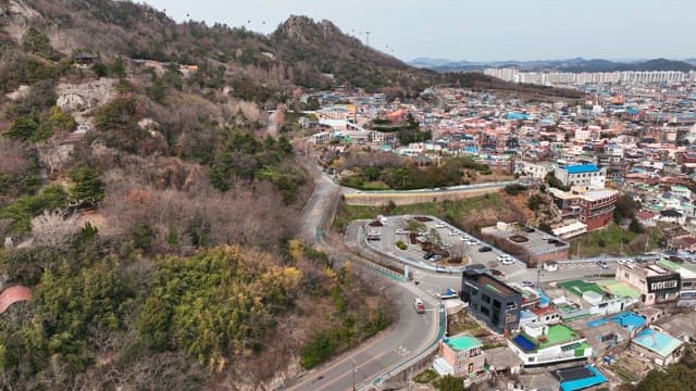 Scenic view of a hillside town