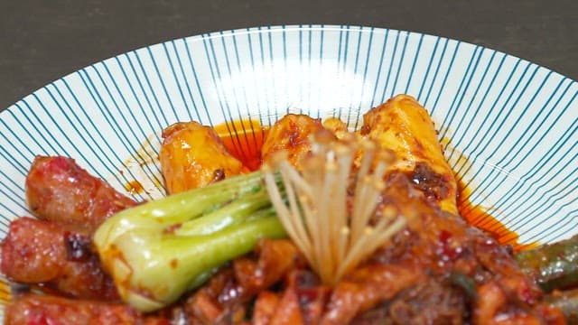 Spicy Stir-fried Vegetables Plated on a Plate