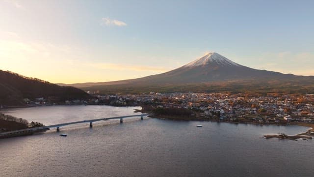 Serene view of a Mount Fuji and city