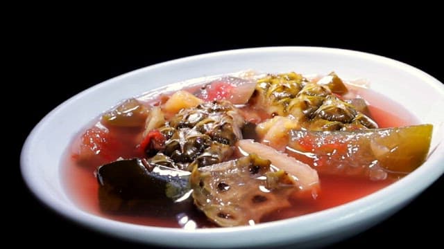 Sour sauce with a variety of colorful vegetables