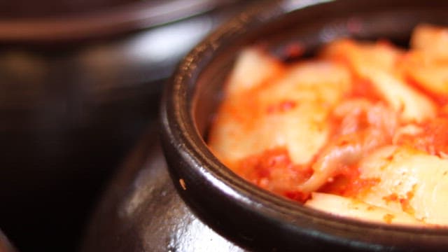 Delicious Kimchi in a Traditional Pot