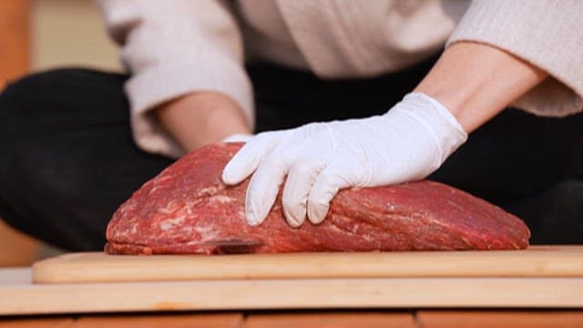 Preparing Fresh Meat on Wooden Board