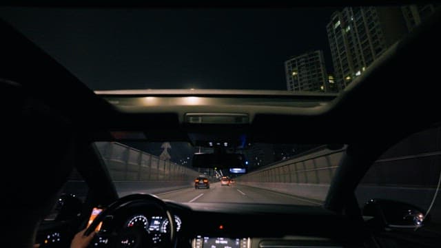 Night Drive Through City Highway