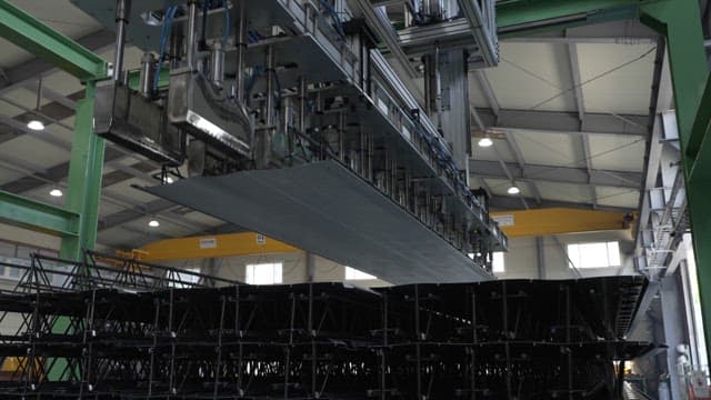 Large machinery operating in a factory