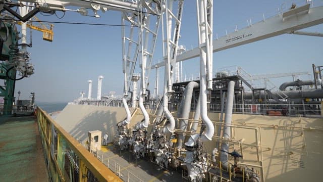 Industrial ship deck with loading equipment