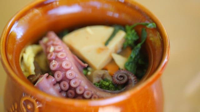 Close-up View of a Delicate Seafood Dish with Octopus