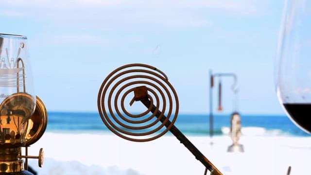 Mosquito coil burning by the seaside