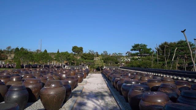 Traditional Korean Jars Displayed Frontyard