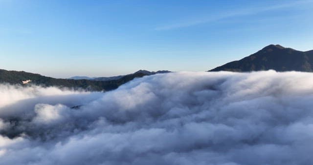 Mountains covered in clouds