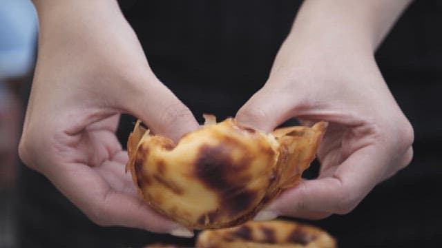 Golden-brown Egg Tart Filled with Cream