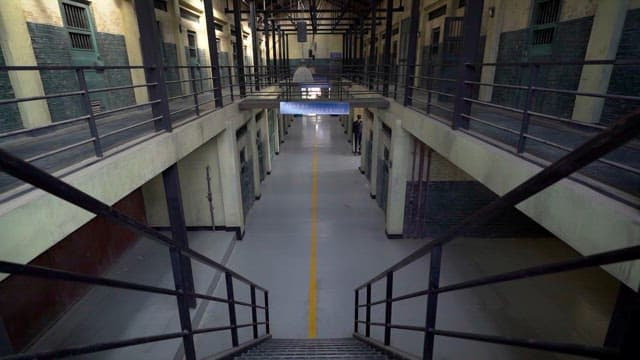 Inside the Prison with Open Rooms on Both Sides