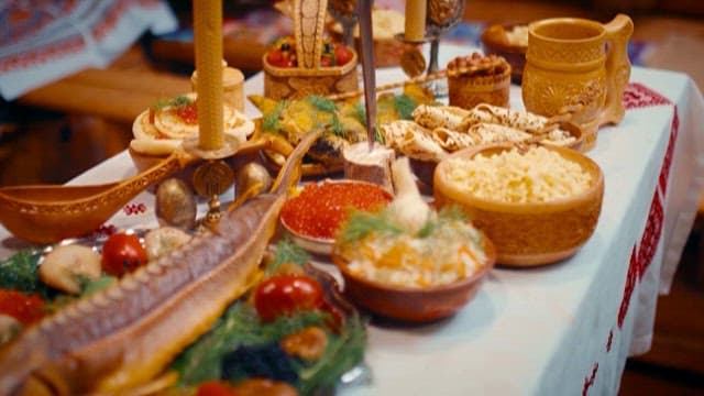 Luxurious Dining Table with Sturgeon and Caviar