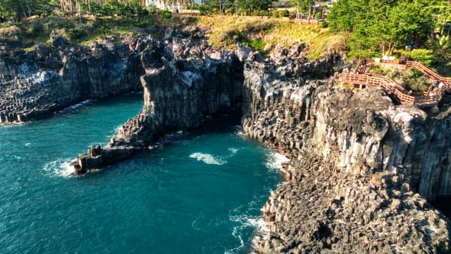 Rocky coastline with clear blue sea