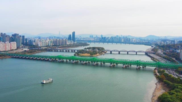 Cityscape with a river and bridges