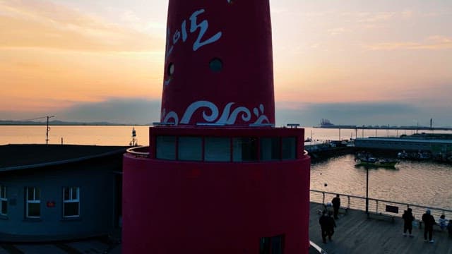 Sunset at the Harbor with Boats and Pier