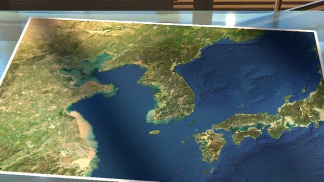 Map of Uljin-gun, South Korea on a Digital Screen