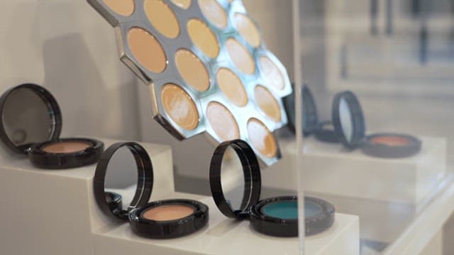 Makeup Compacts Displayed in a Store