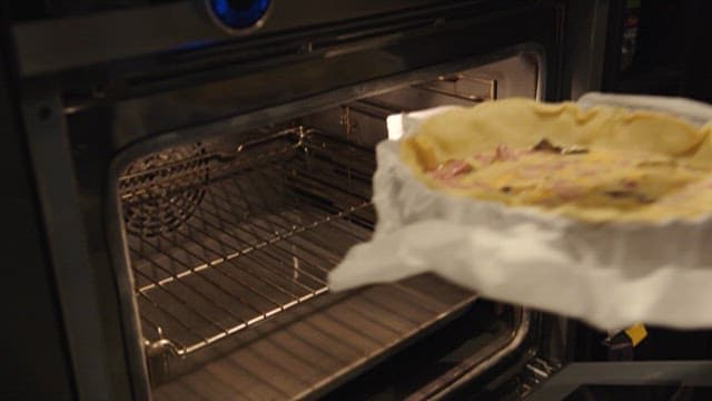 Quiche Dough Going into the Oven