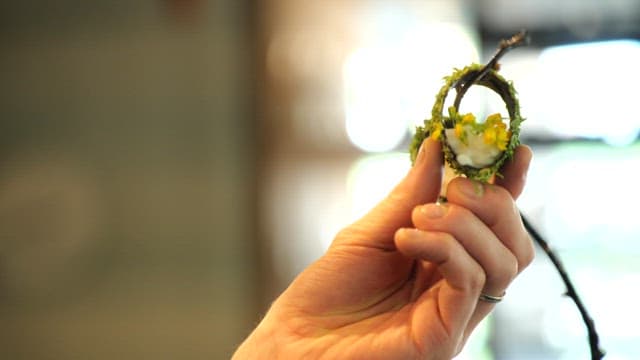 Beautiful, elaborate dessert dish decorated with precision