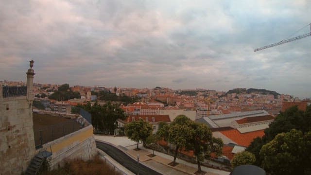 Time-lapse of Cityscape in Lisbon, Transition from Day to Night